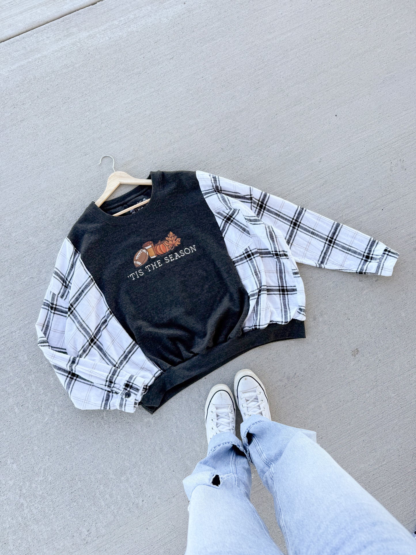 Tis the season fall crewneck x flannel