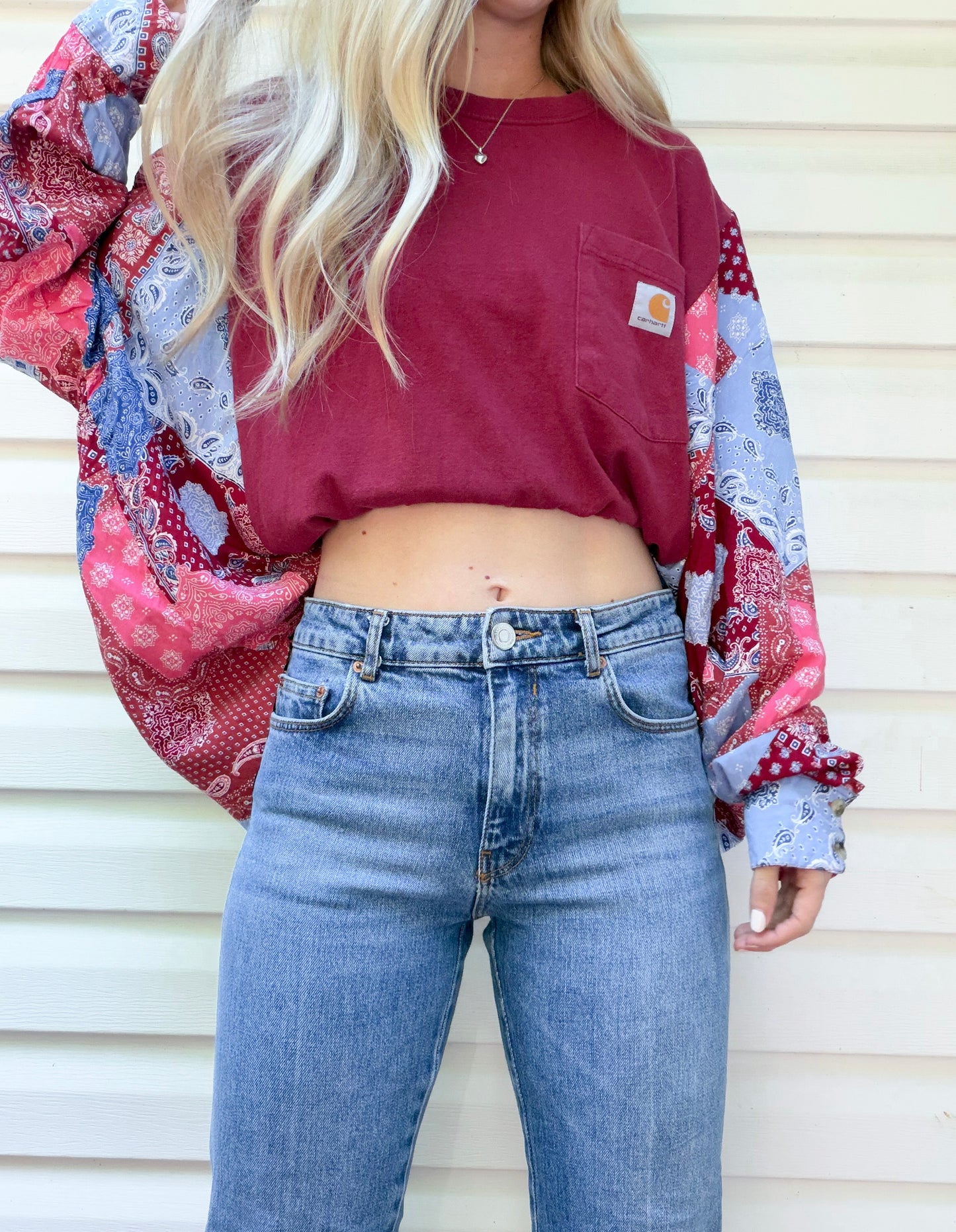 Carhartt pocket tee x bandana flannel