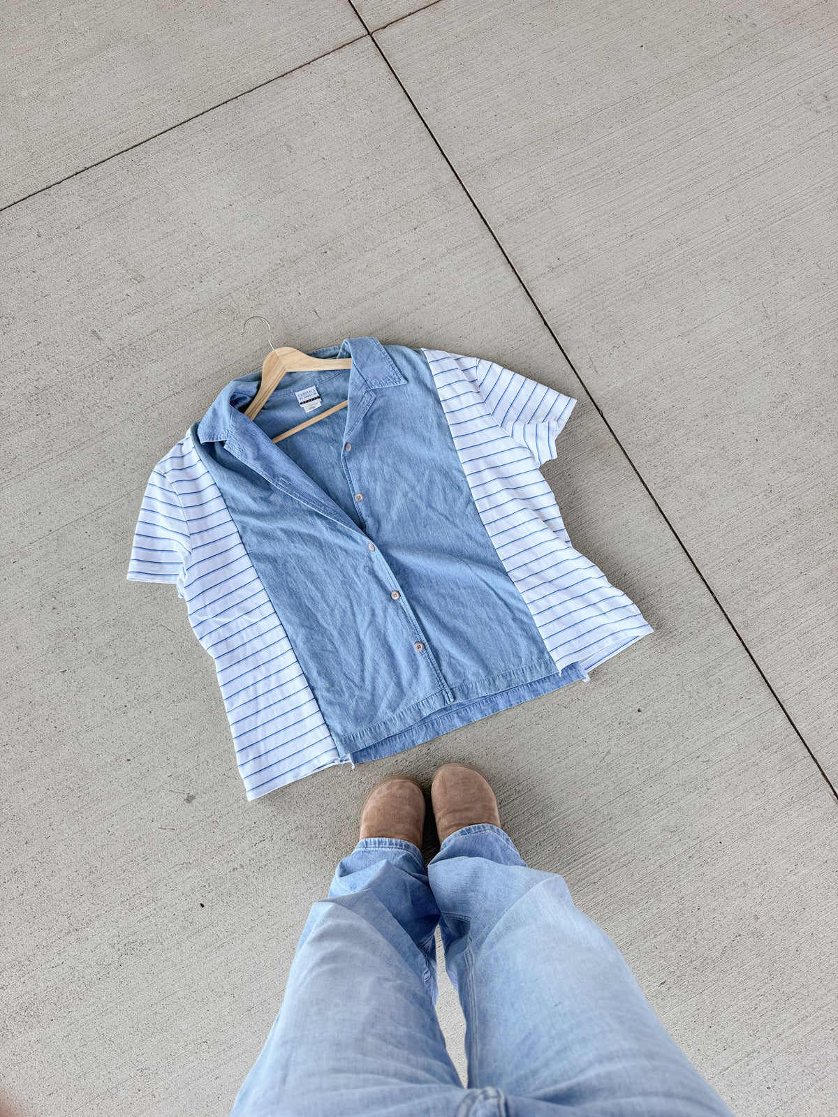 Denim button up x stripes