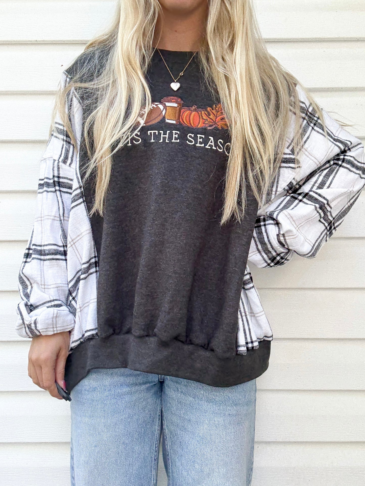 Tis the season fall crewneck x flannel