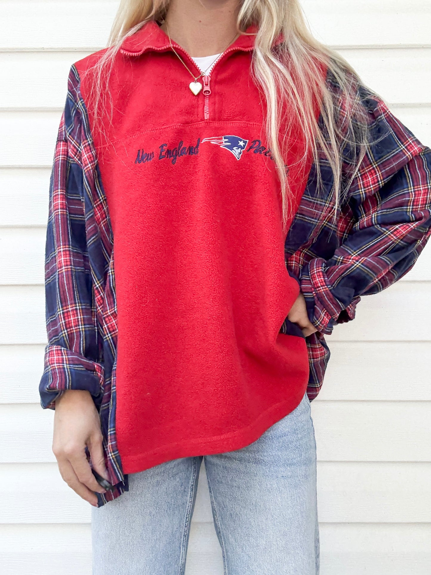 New England Patriots flannel 1/4 zip x flannel