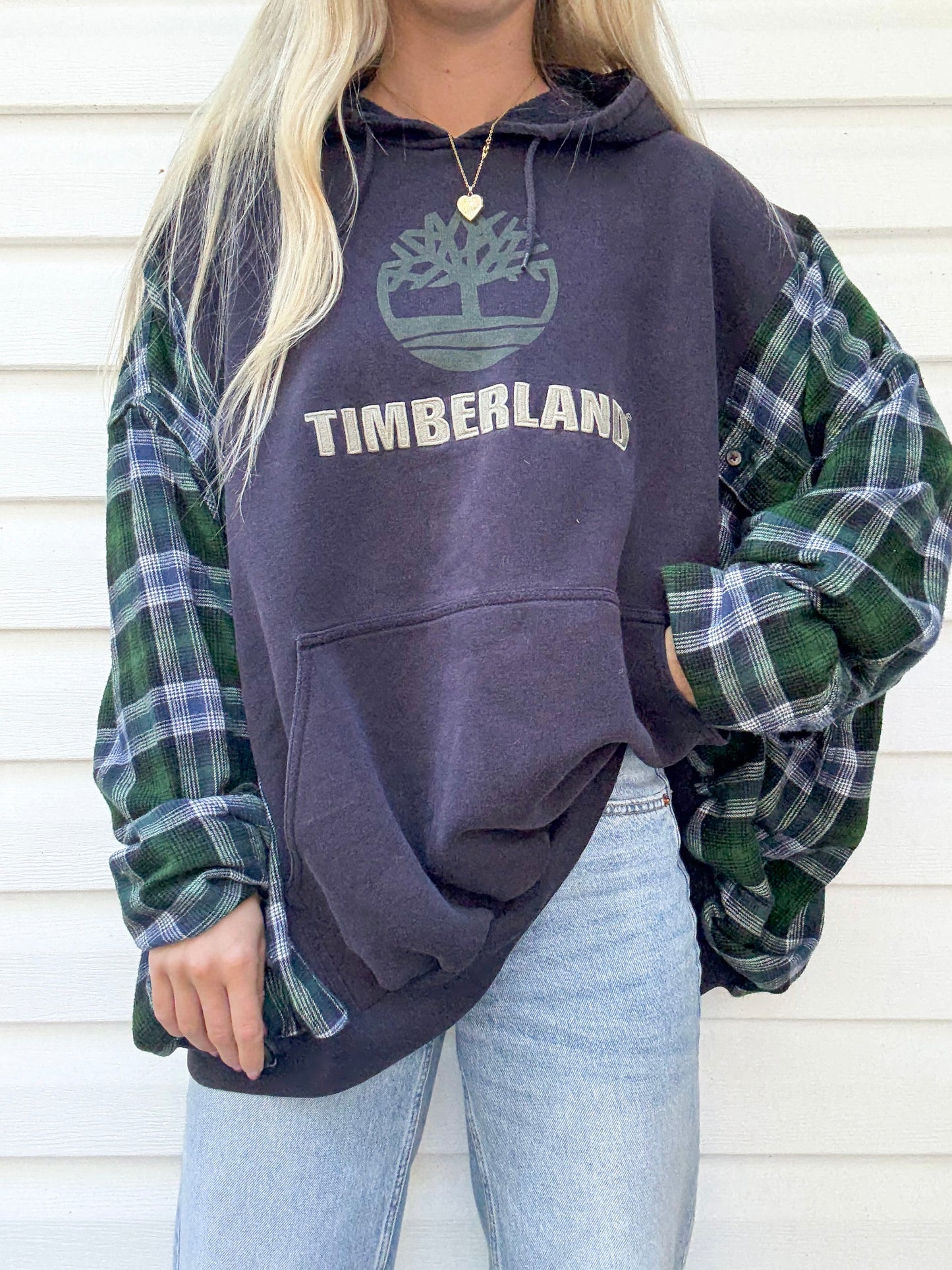 Vtg Timberland flannel hoodie