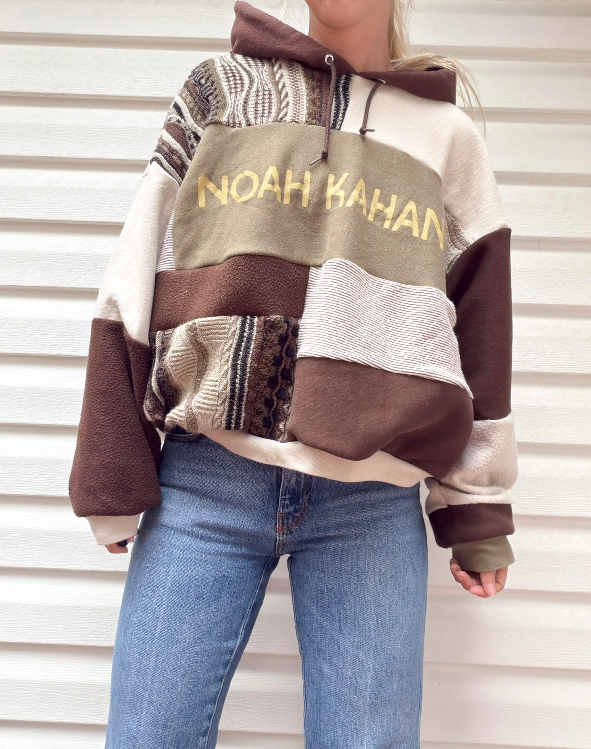 Noah Kahan patchwork hoodie x coogi sweater