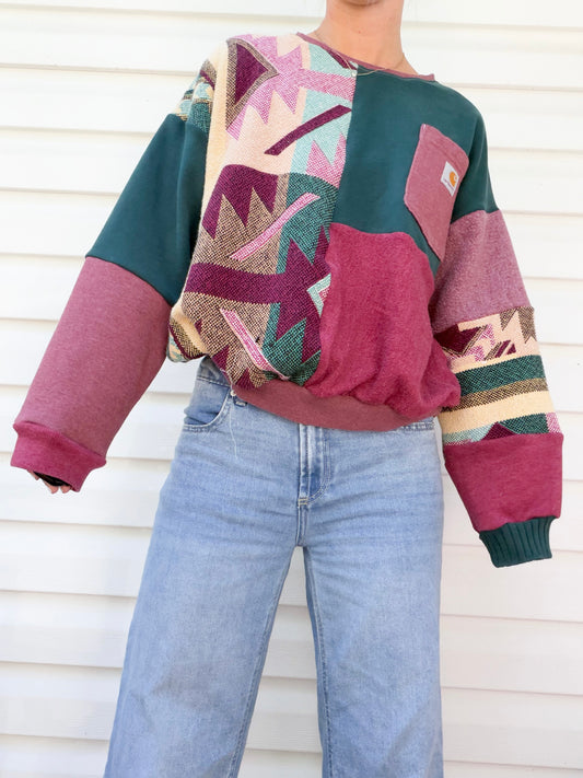 Carhartt patchwork x Aztec tapestry crewneck