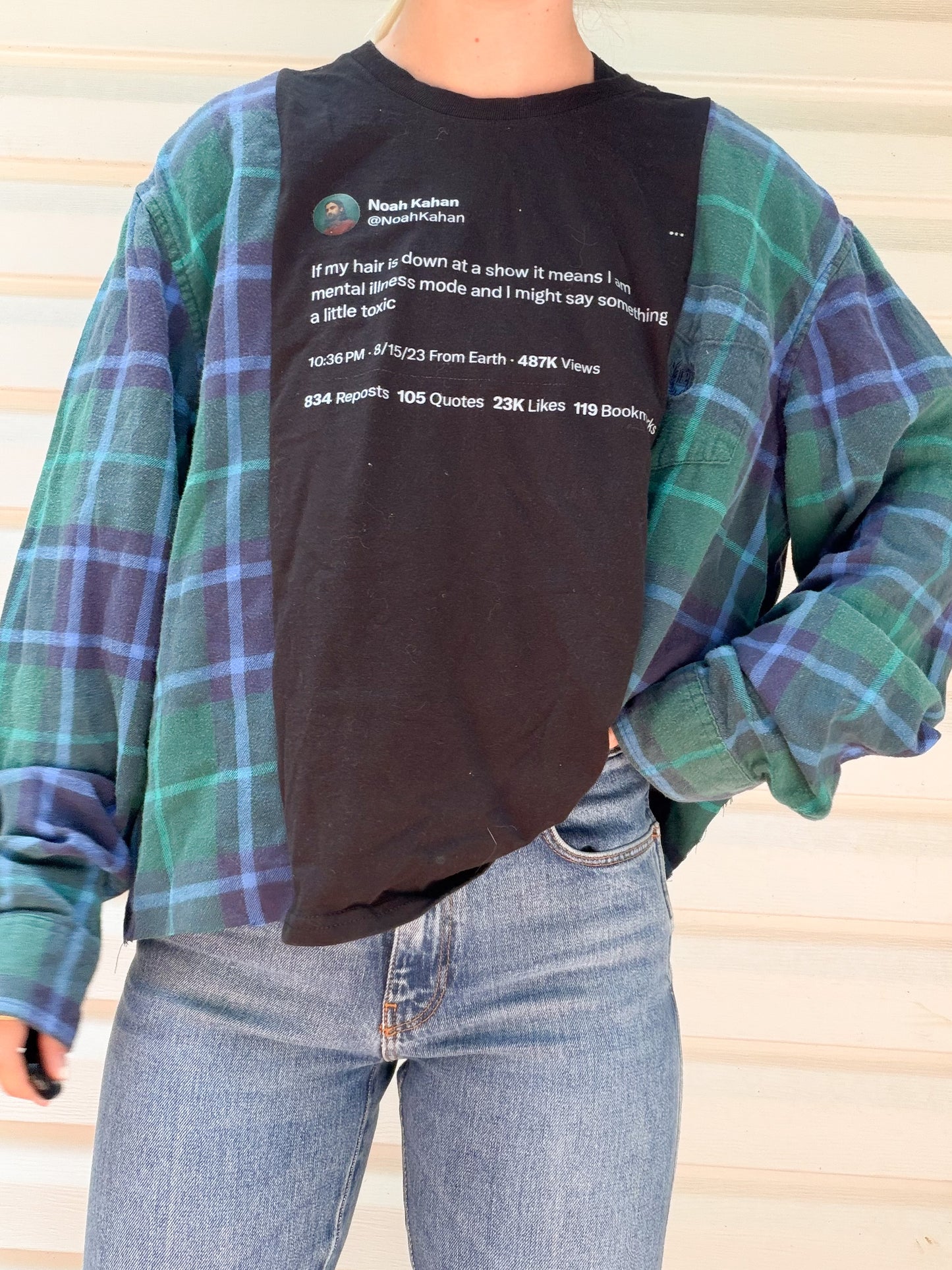 Noah Kahan graphic tee x flannel