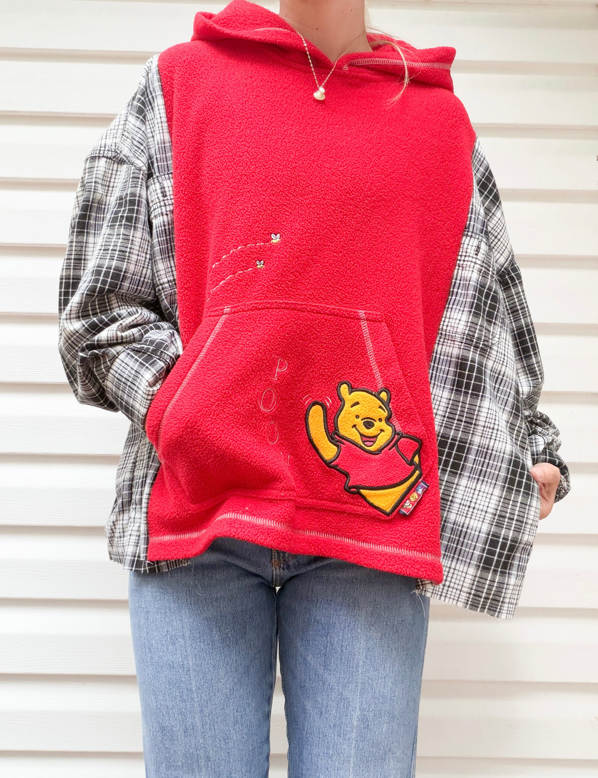 Vintage Pooh hoodie x flannel