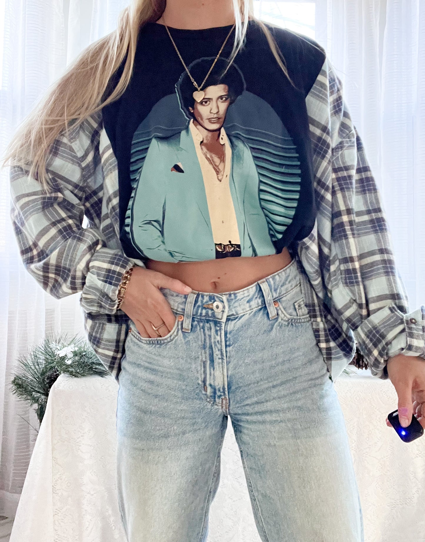 Bruno Mars Flannel tee