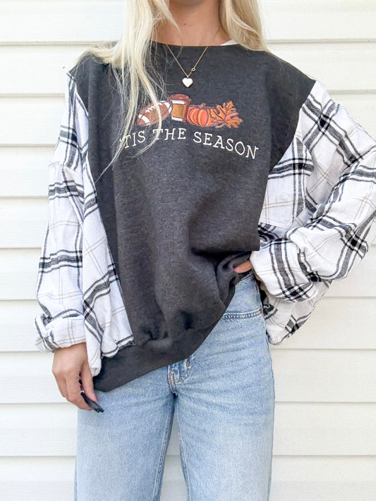 Tis the season fall crewneck x flannel