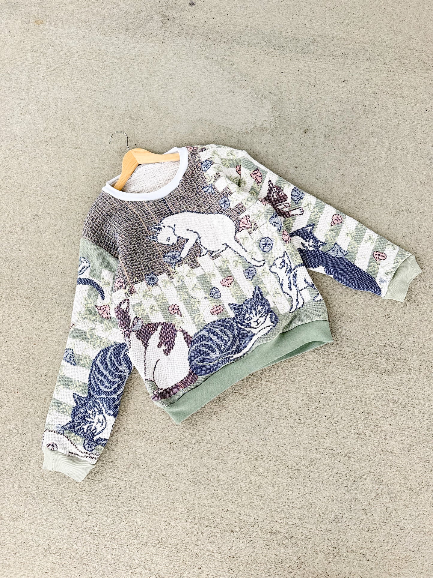 Cat gardens tapestry sweater