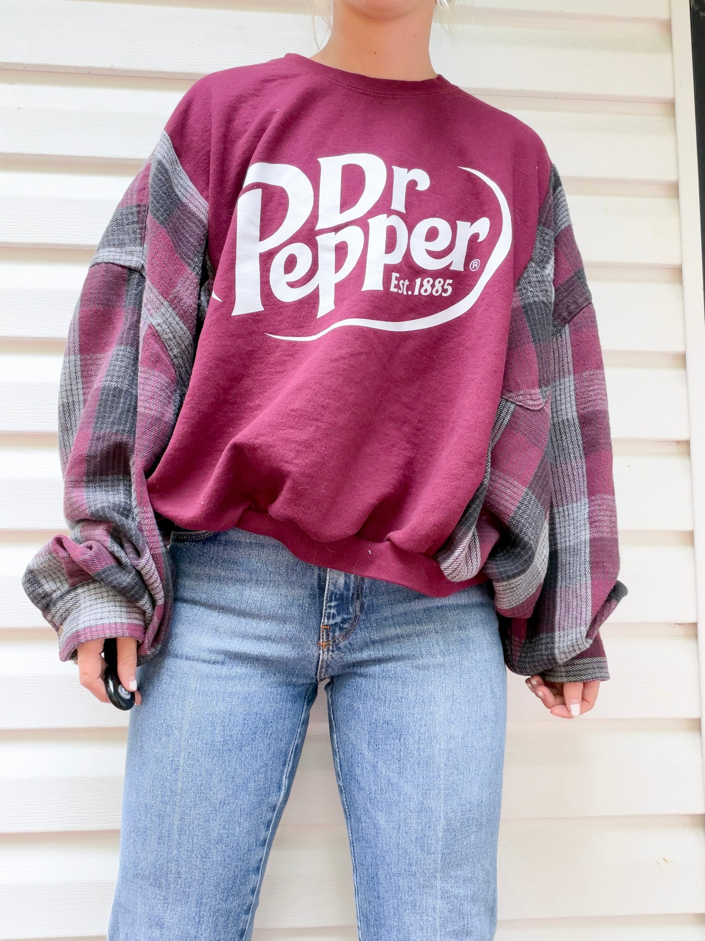 Dr Pepper crewneck x flannel