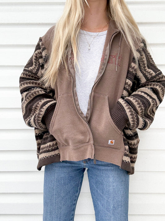 Carhartt zip up x coogi style sweater