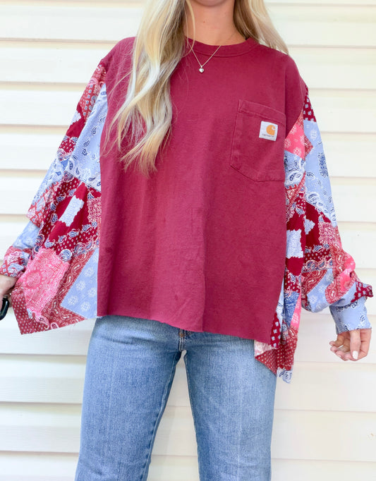Carhartt pocket tee x bandana flannel