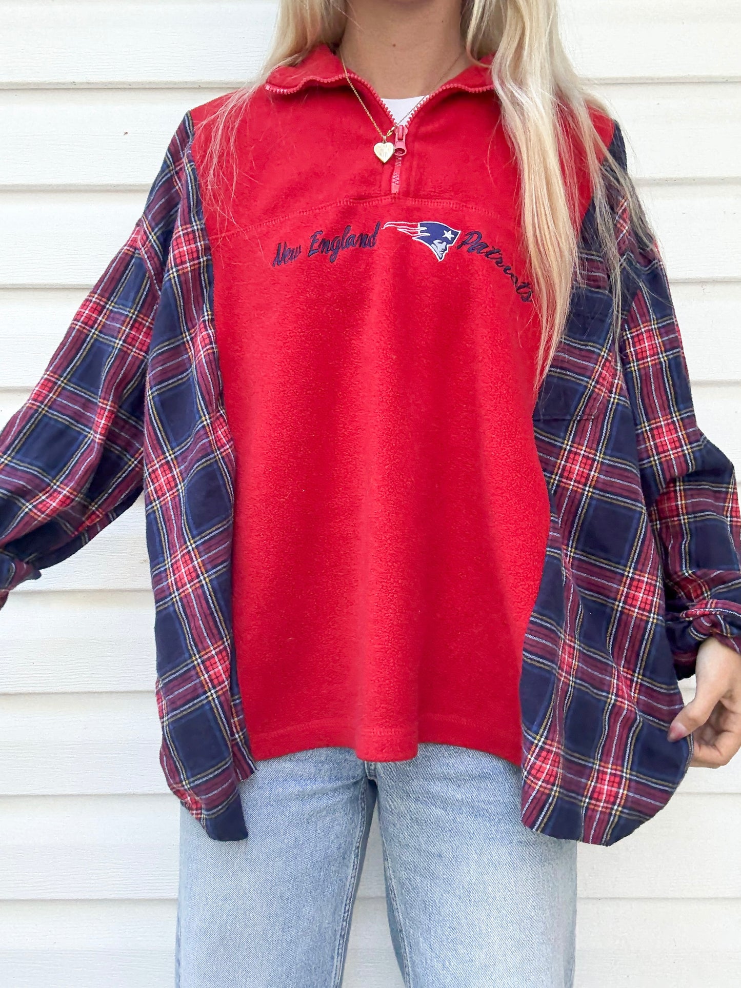 New England Patriots flannel 1/4 zip x flannel