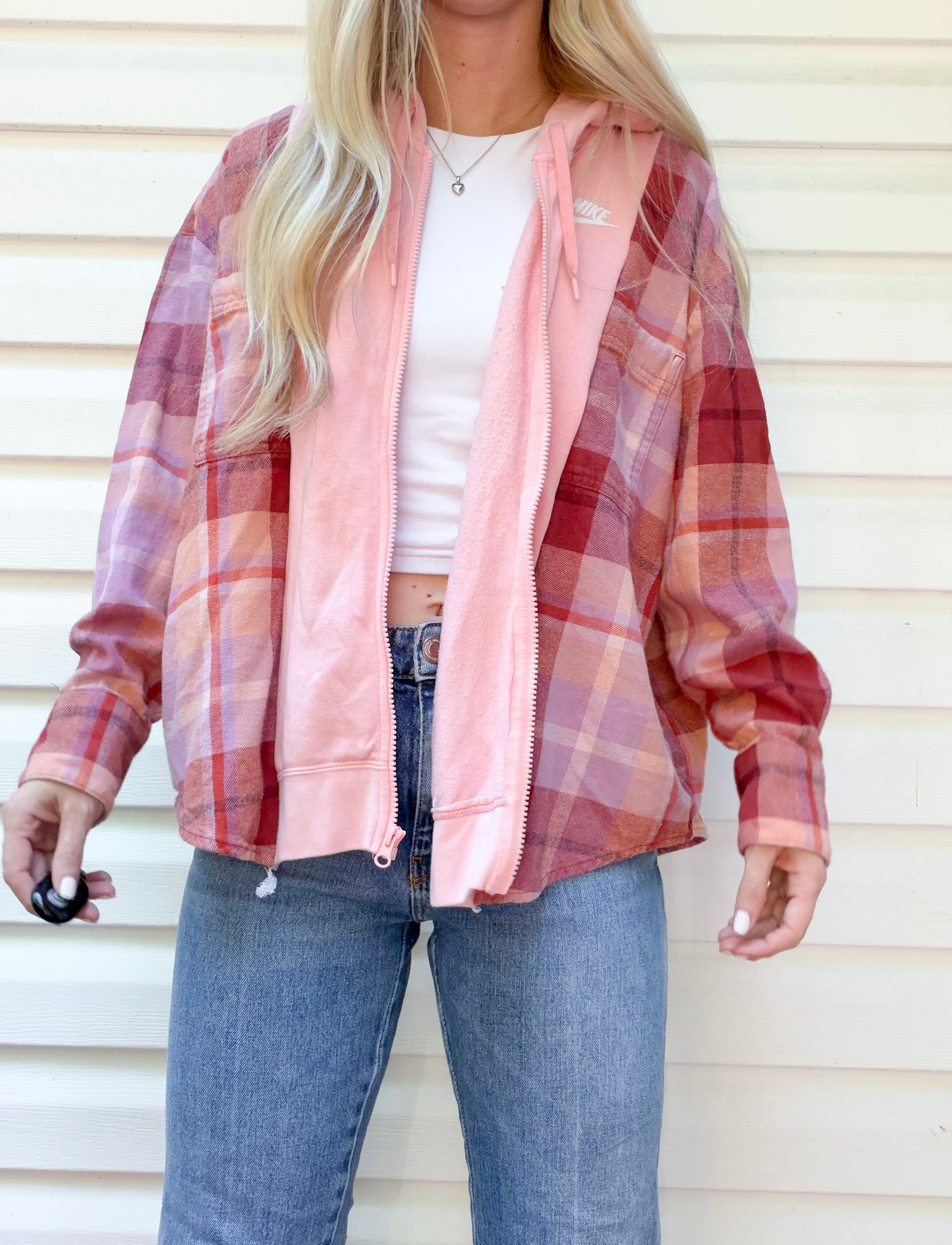 Nike zip up x flannel