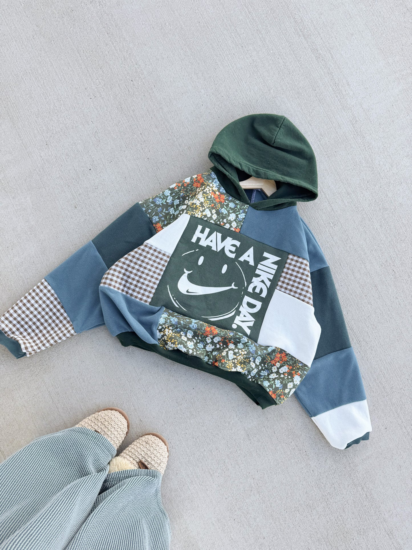 Have a “Nike” day patchwork hoodie