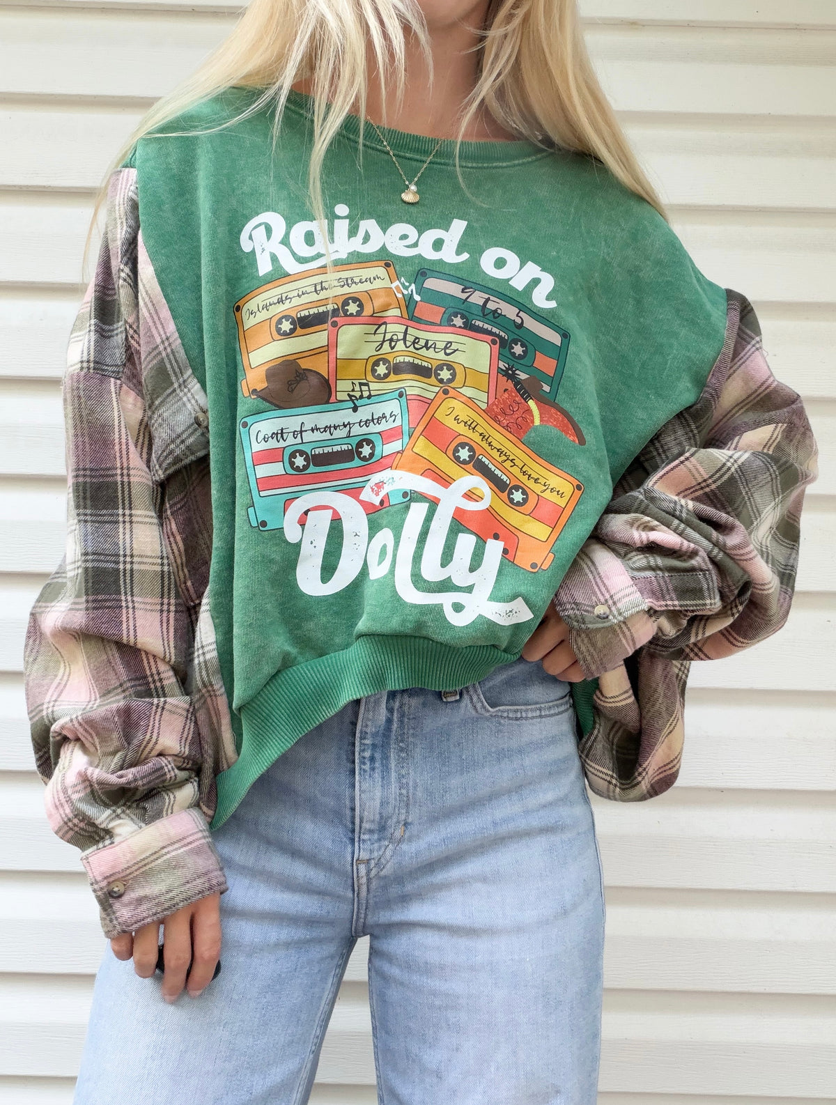 Dolly Parton flannel crew