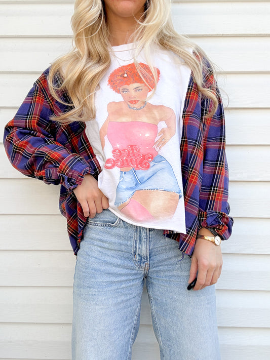 Ice spice flannel tee