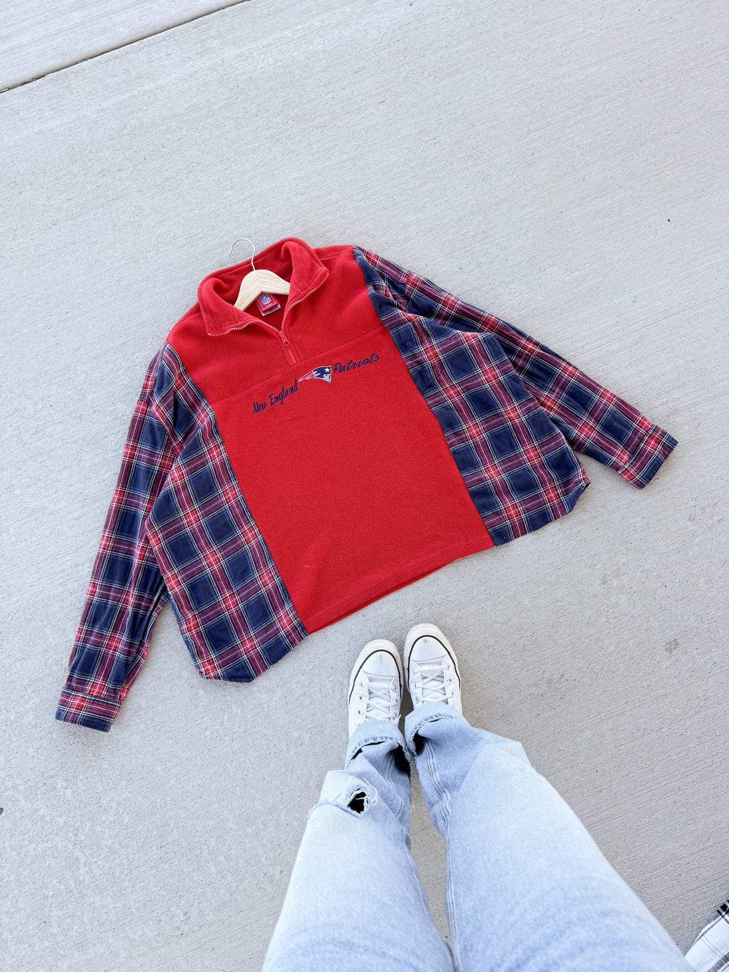 New England Patriots flannel 1/4 zip x flannel
