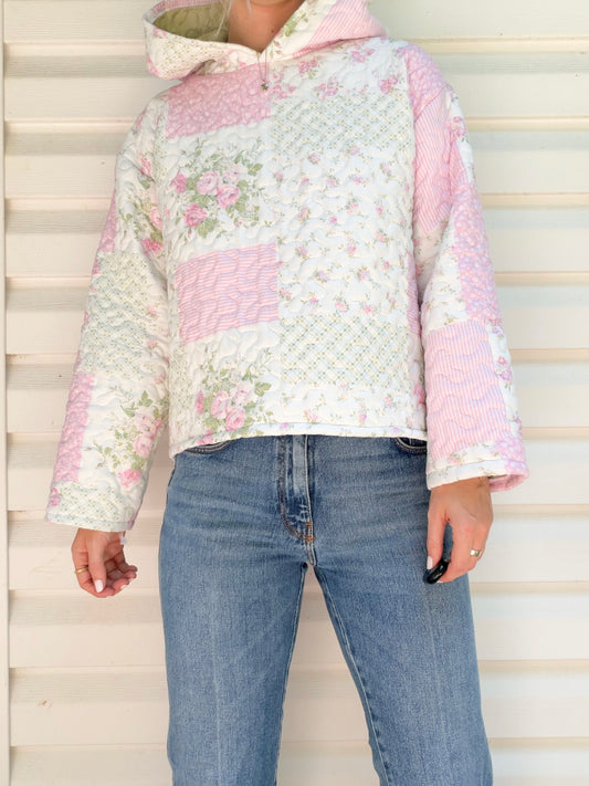 Shabby chic quilted hoodie