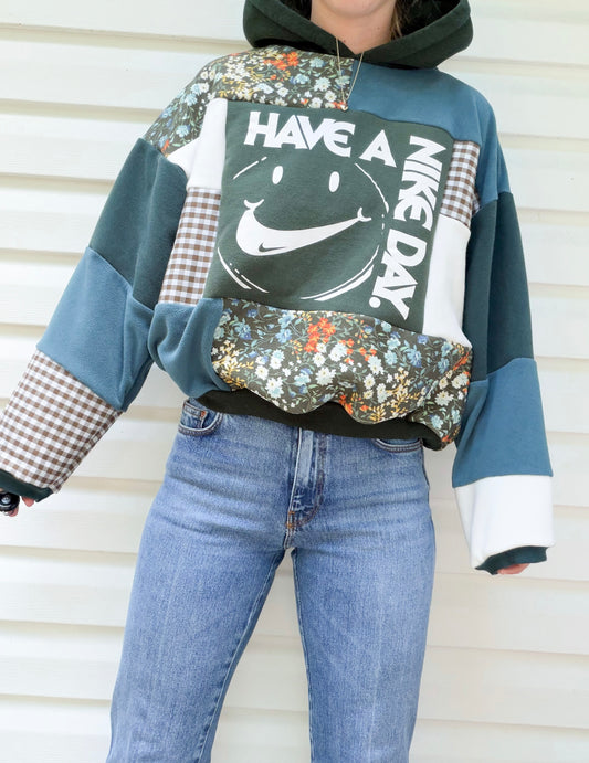 Have a “Nike” day patchwork hoodie