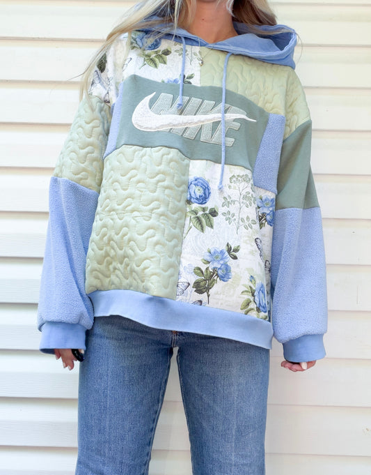 Patchwork Nike hoodie x butterfly gardens
