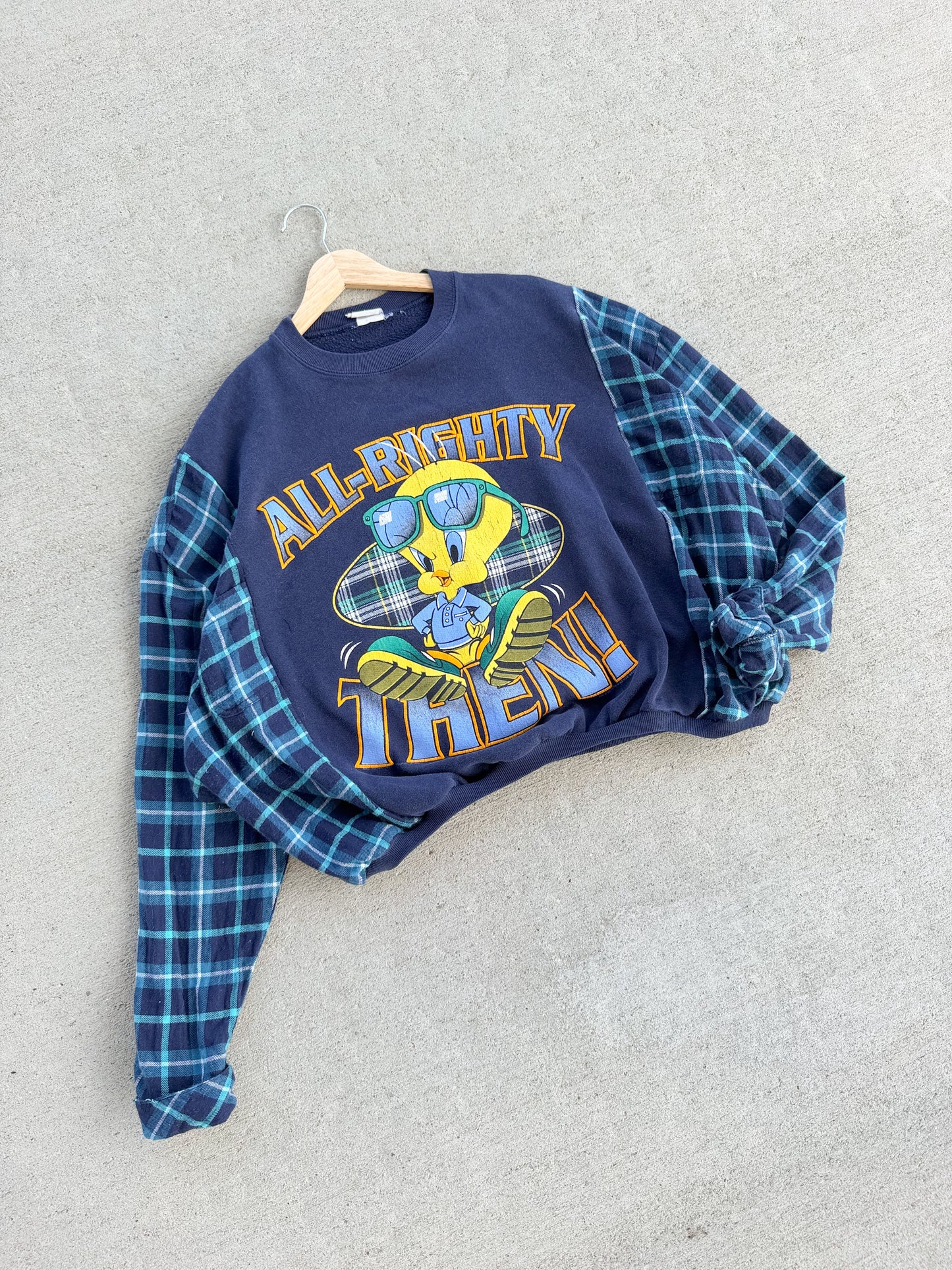 1996 vintage tweety bird crewneck x flannel