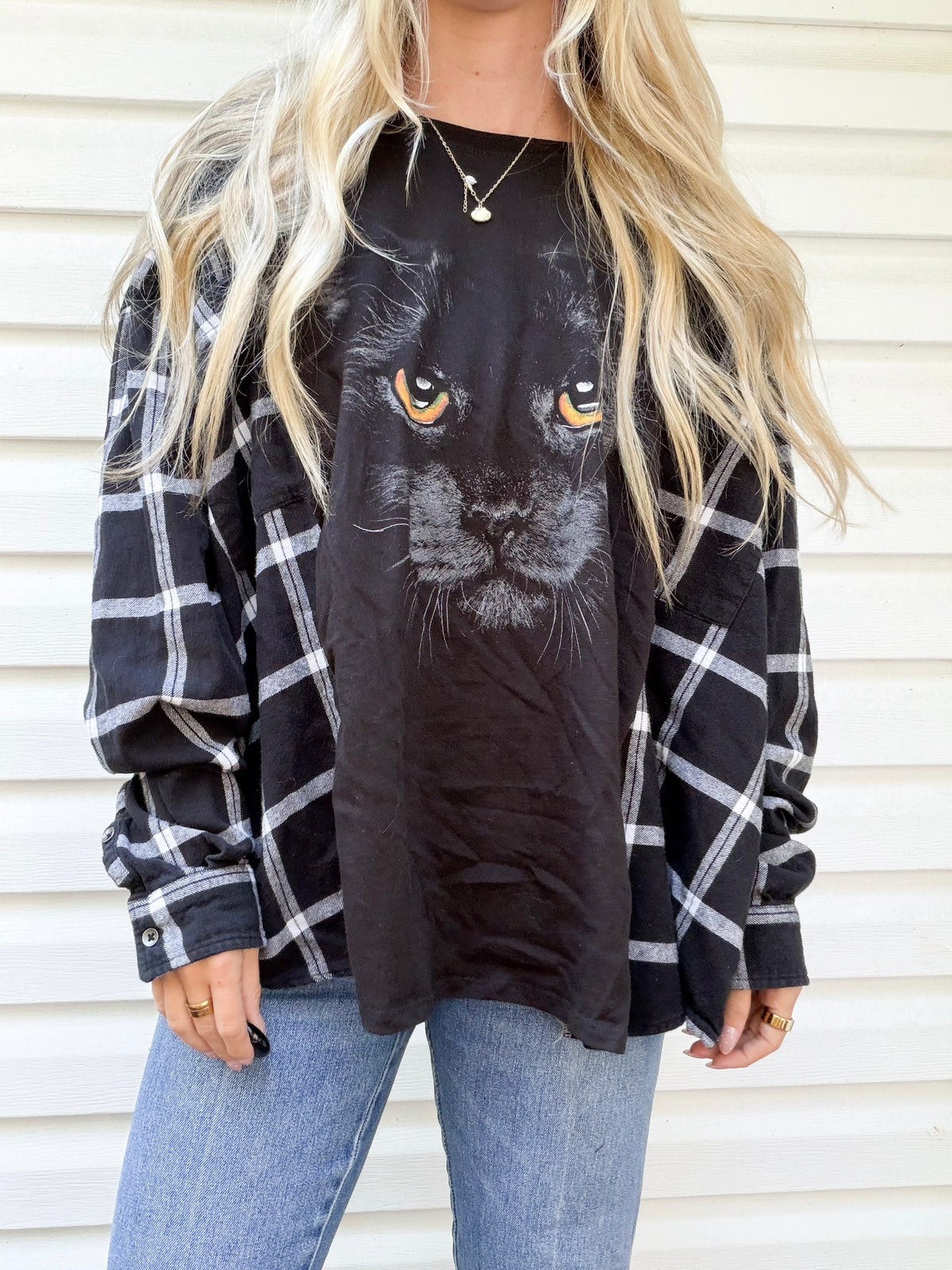 Black Cat flannel tee