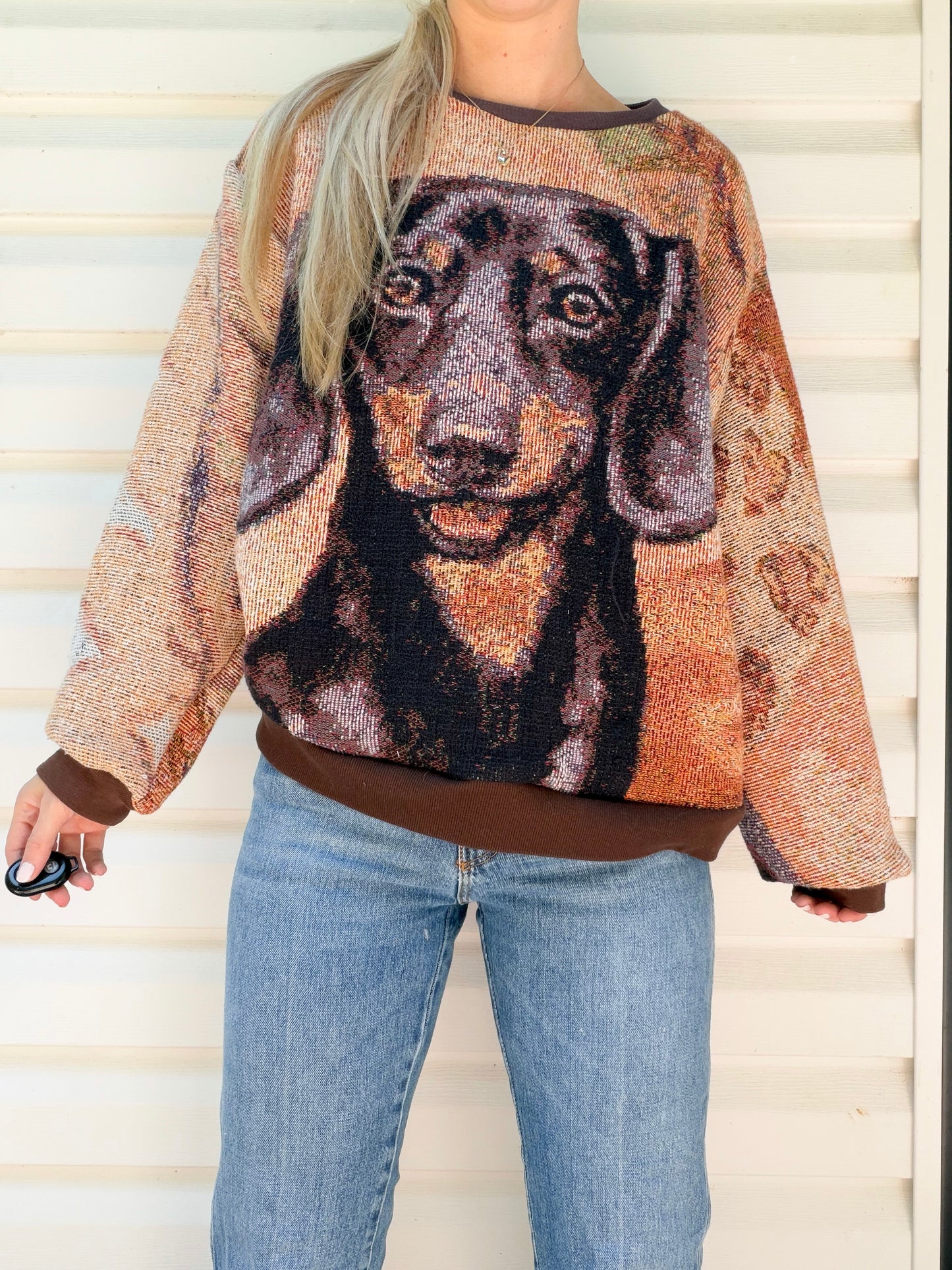 Dachshund tapestry sweater