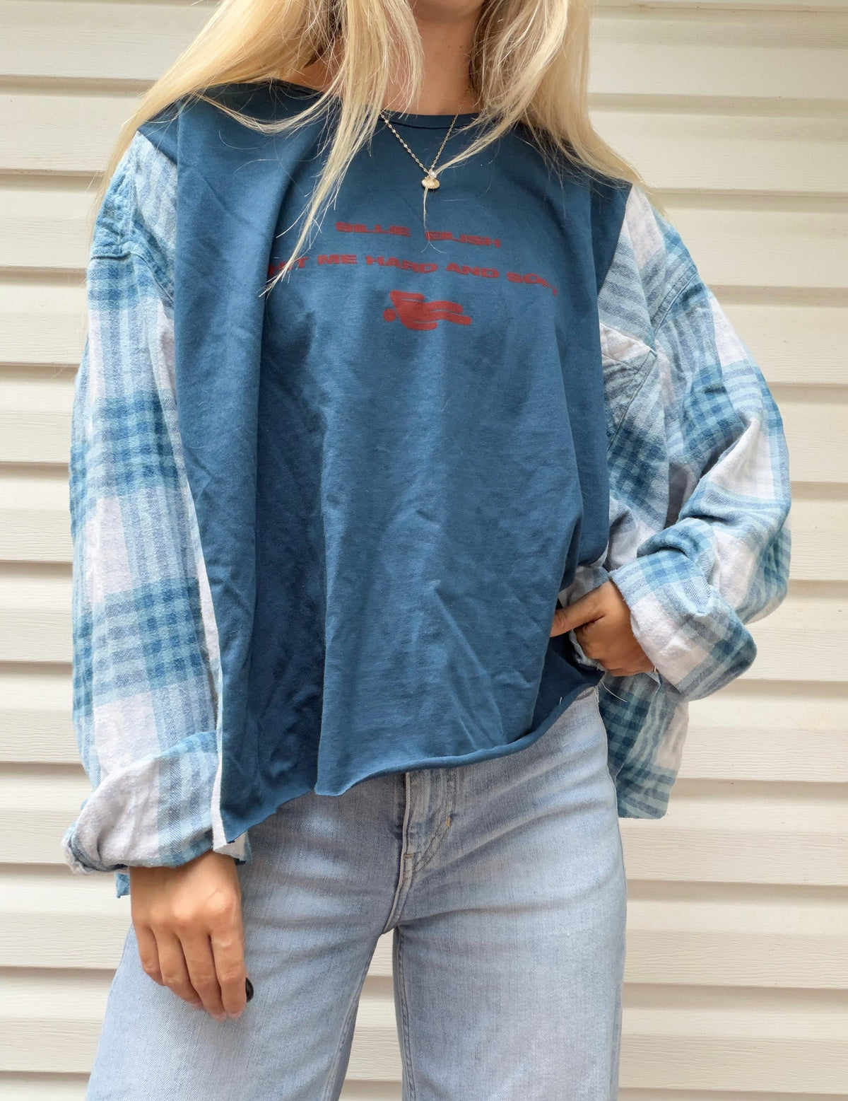 Billie Eilish hit me hard and soft flannel tee