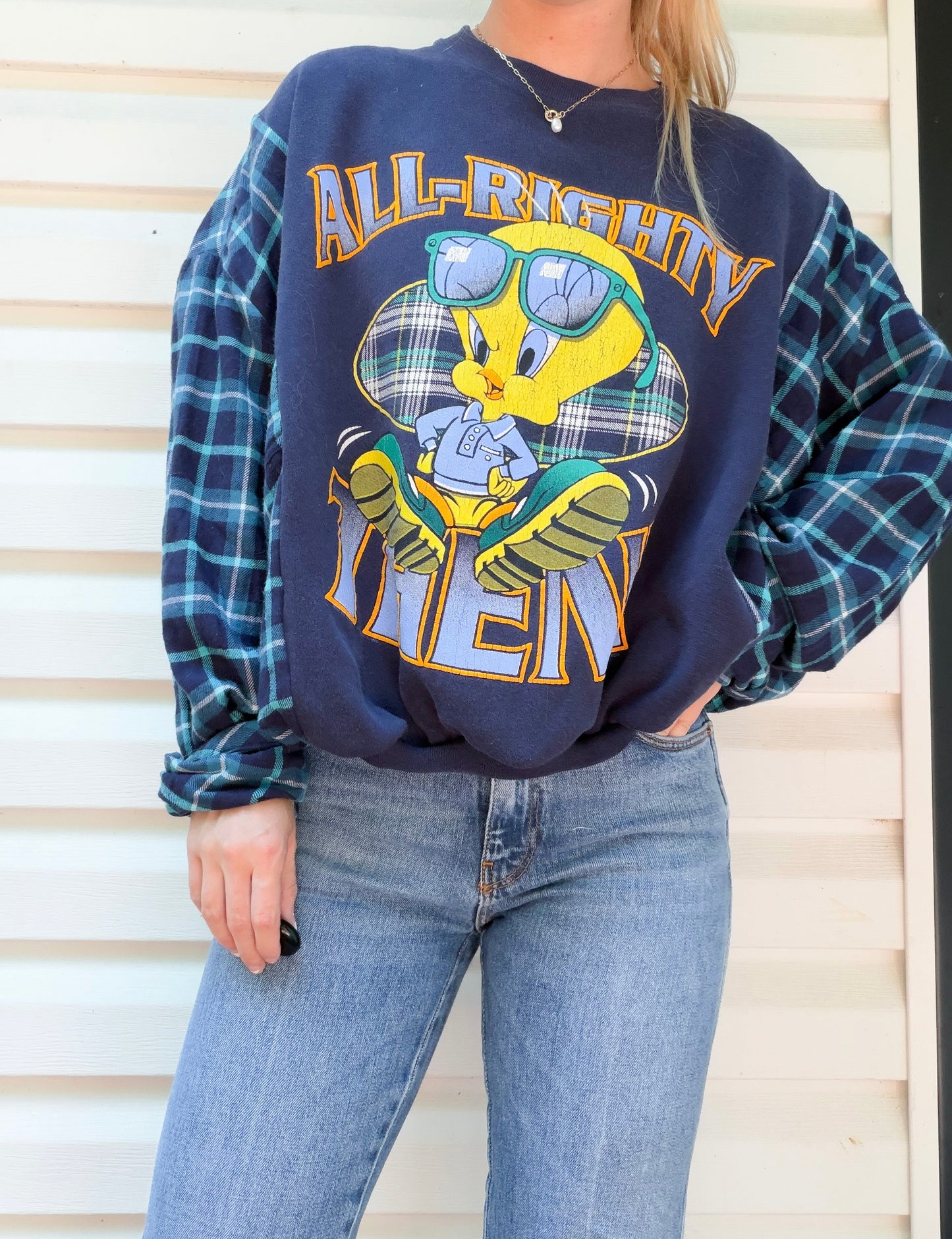 1996 vintage tweety bird crewneck x flannel