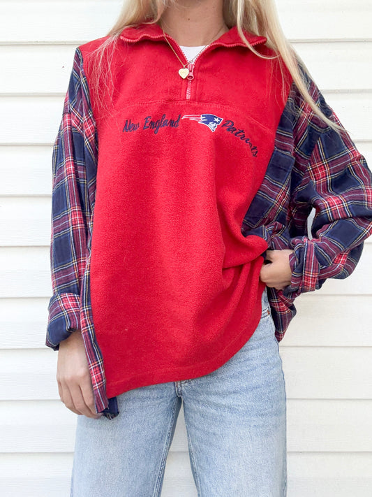 New England Patriots flannel 1/4 zip x flannel