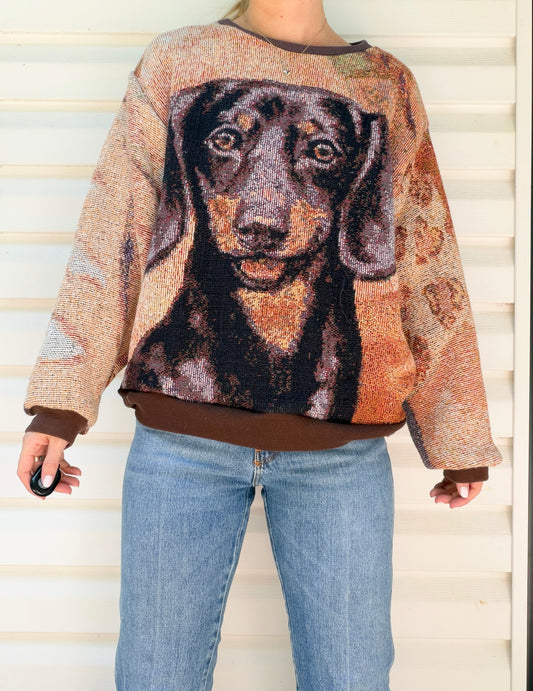 Dachshund tapestry sweater