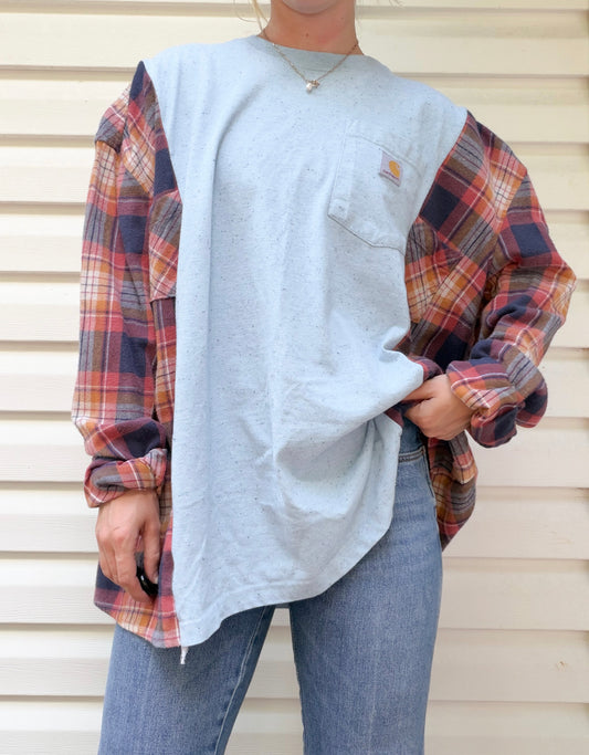 Carhartt pocket tee x flannel // Baby blue tee