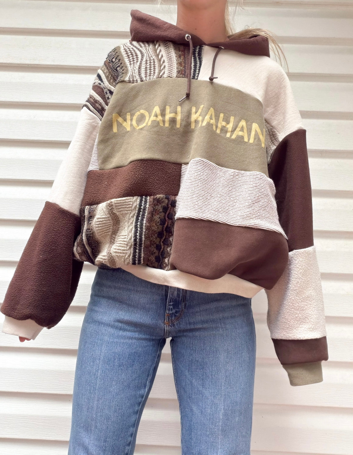 Noah Kahan patchwork hoodie x coogi sweater