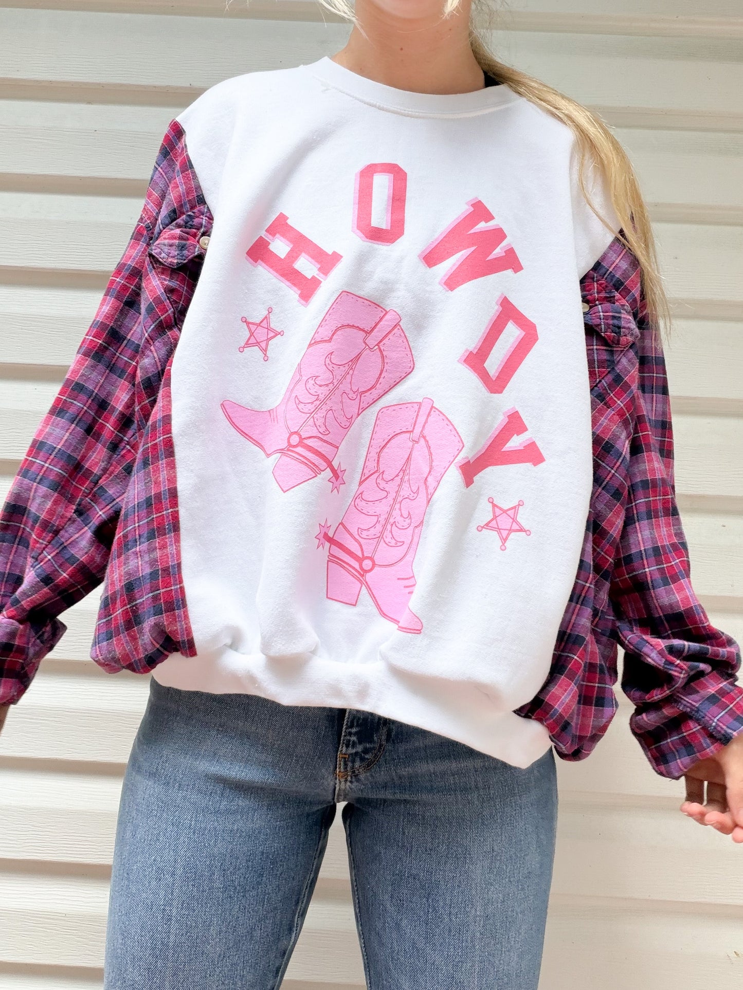 Howdy graphic crewneck x flannel