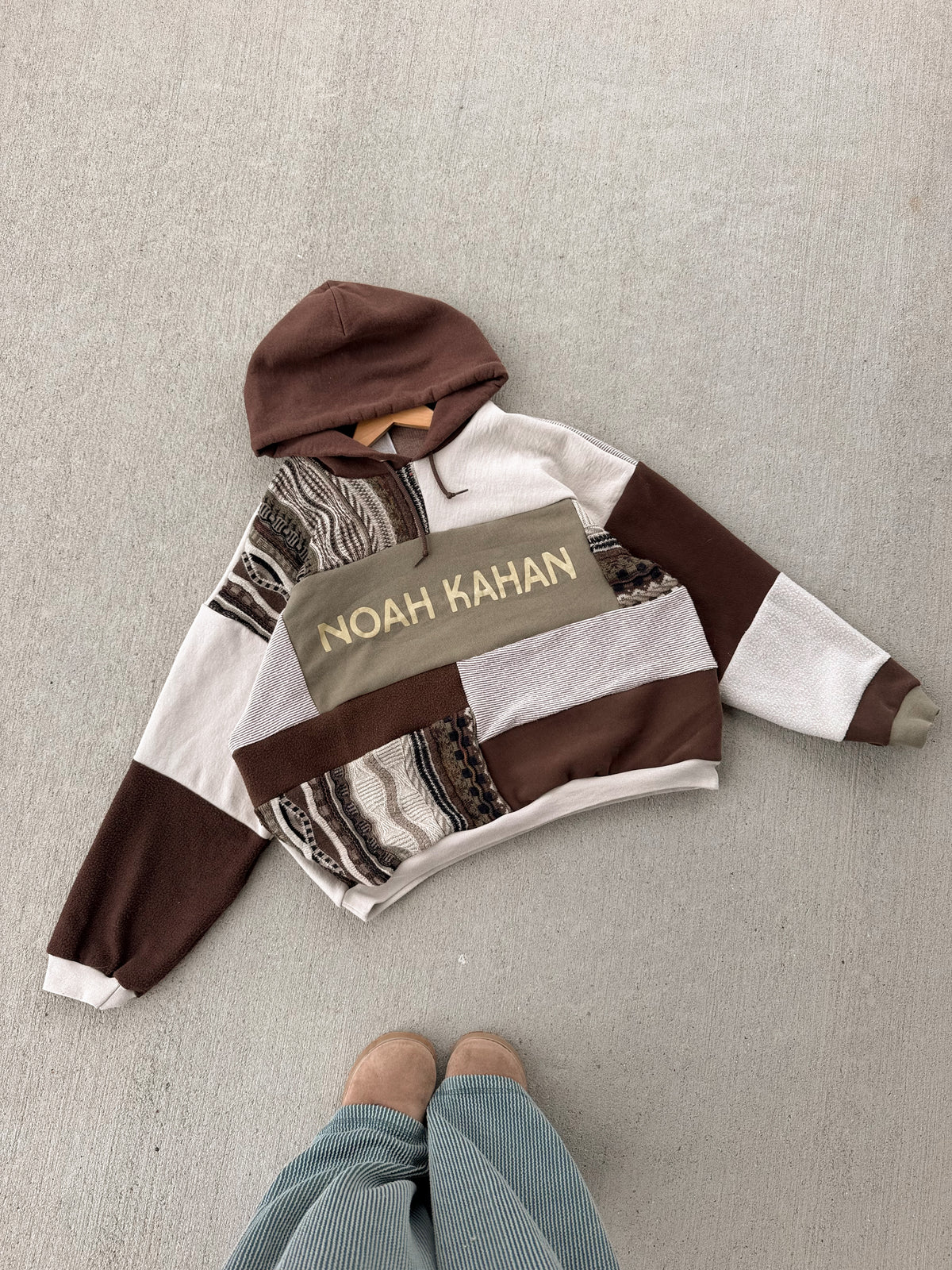 Noah Kahan patchwork hoodie x coogi sweater