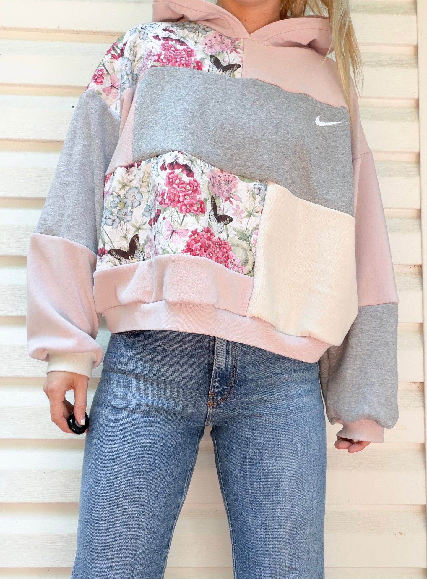 Butterflies x Nike patchwork hoodie