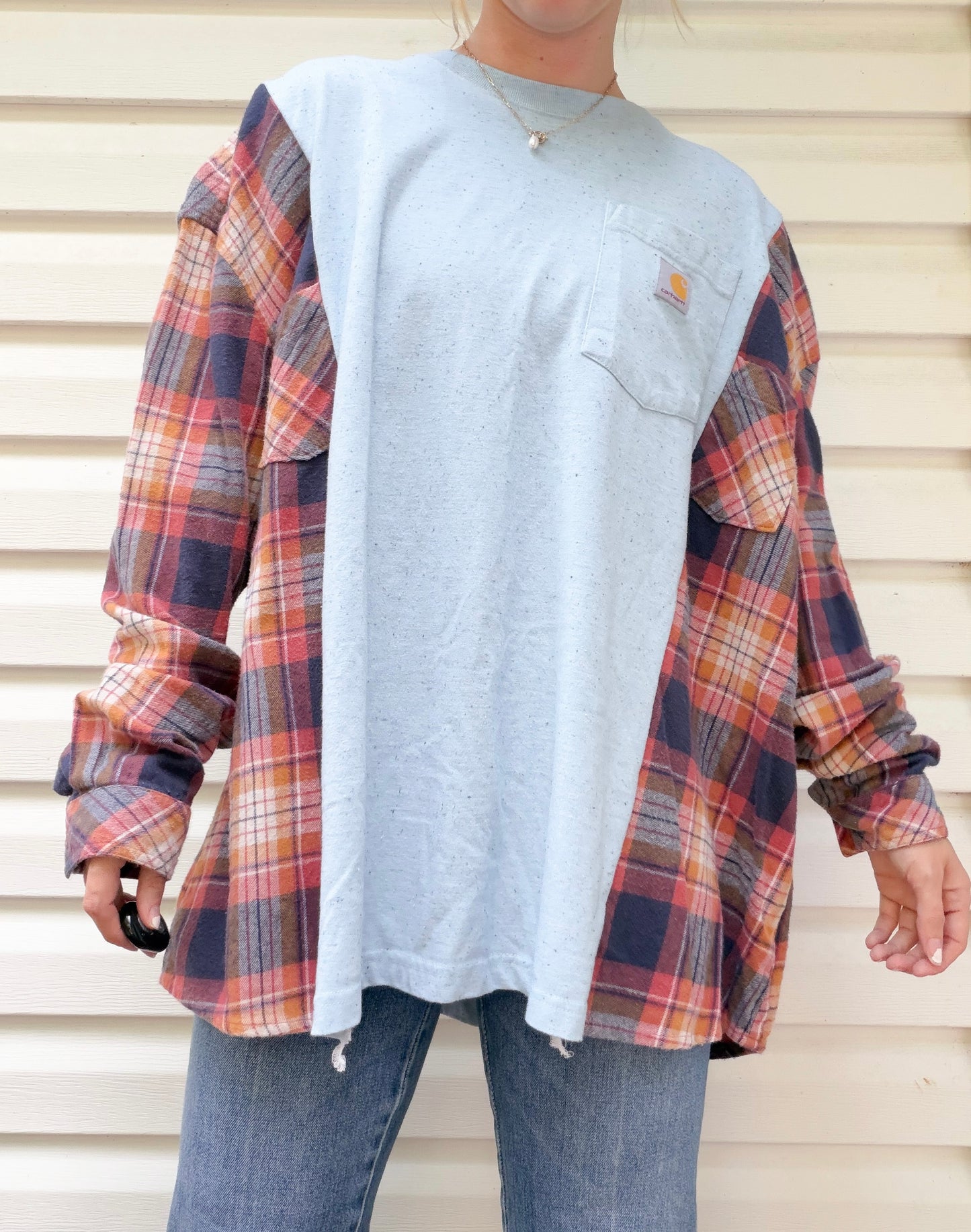 Carhartt pocket tee x flannel // Baby blue tee