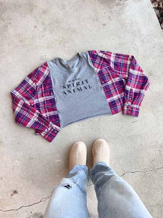 My cat is my spirit animal flannel tee