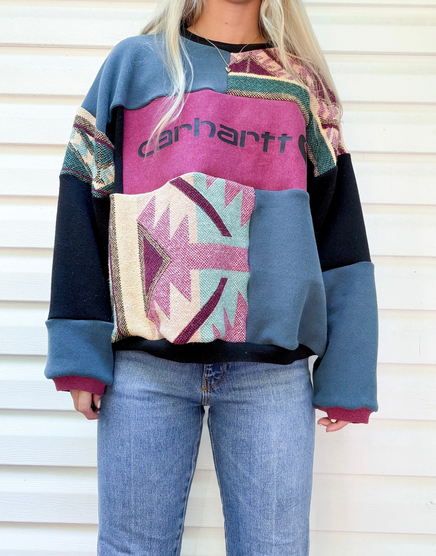 Carhartt patchwork crewneck x Aztec tapestry