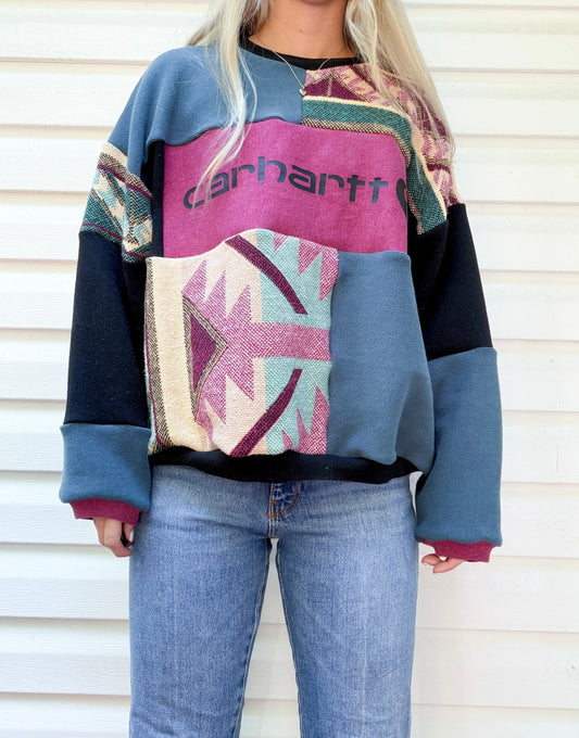 Carhartt patchwork crewneck x Aztec tapestry