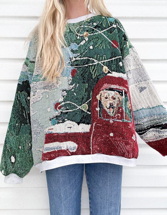 Christmas truck x lab tapestry crewneck
