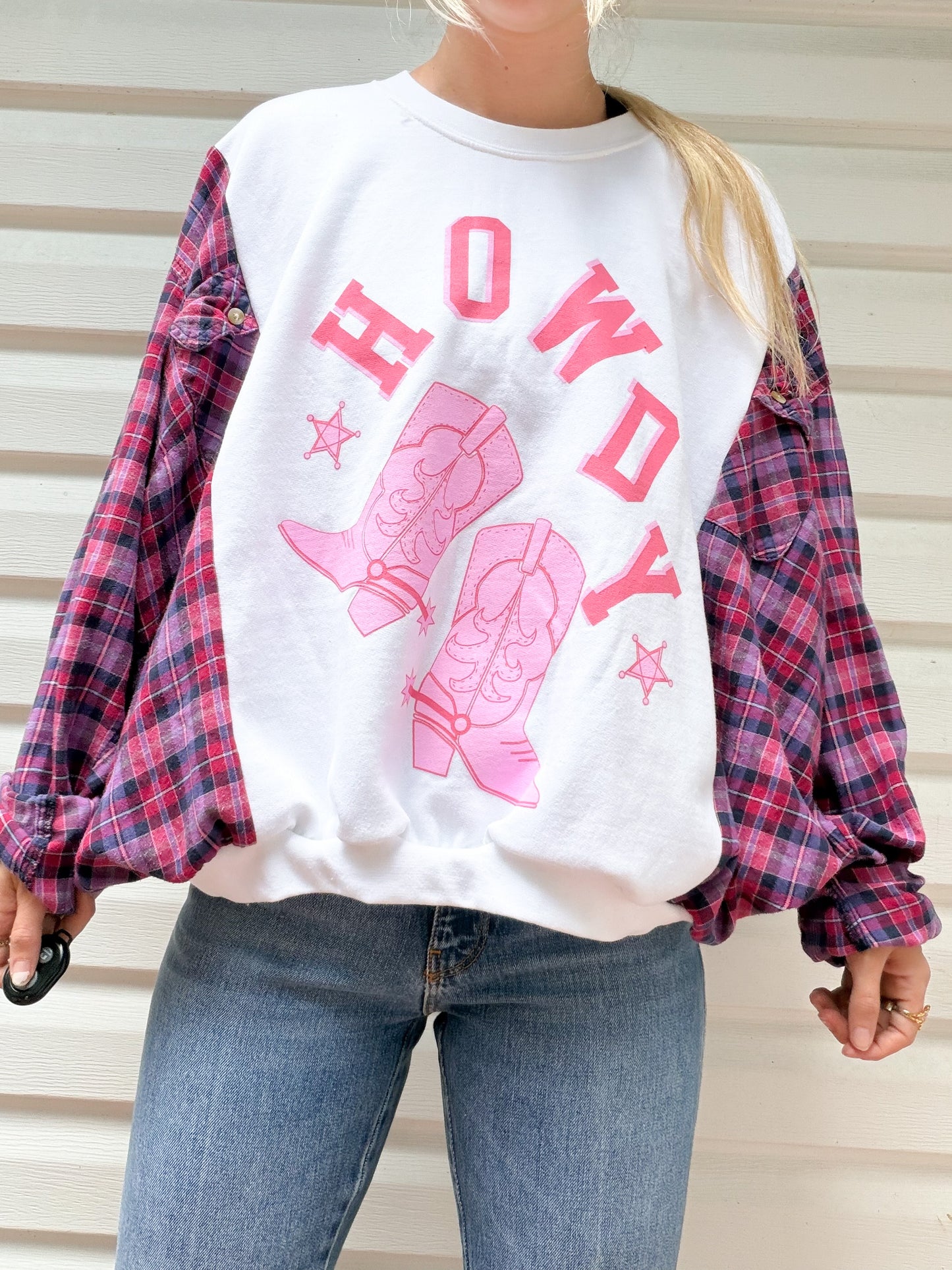 Howdy graphic crewneck x flannel