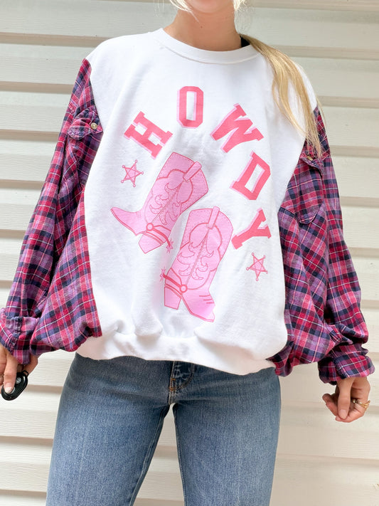 Howdy graphic crewneck x flannel